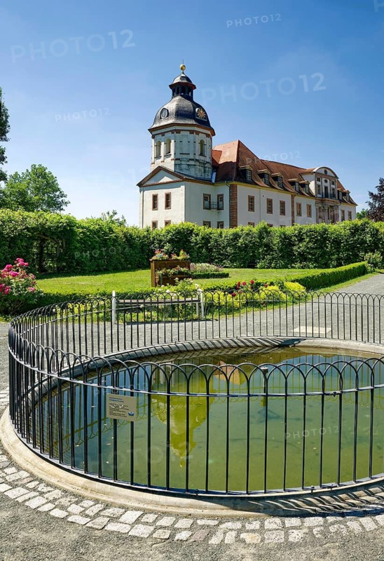 Baroque church, baroque castle church of St Trinitatis at Christiansburg Castle, castle park, Eisenberg, Saale-Holzland district, Thuringia, Germany
