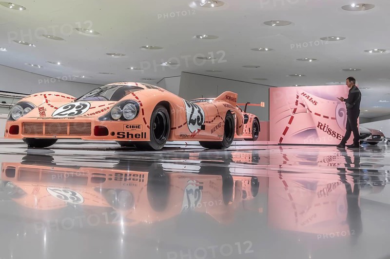 Porsche Museum Stuttgart-Zuffenhausen. Porsche 917-20 built in 1971. The automotive museum of Dr. Ing. h.c. F. Porsche AG shows racing cars and iconic cars from automotive history. interior view. Stuttgart, Baden-Württemberg, Germany