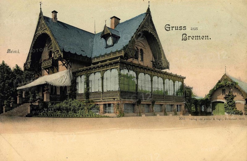 Historical postcard around 1900, Bremen, dairy, Germany, reproduction of a postcard, historical