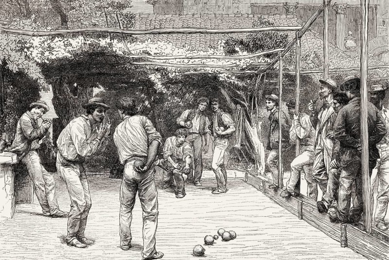 Men playing Bocce, Rome, Italy, 19th Century