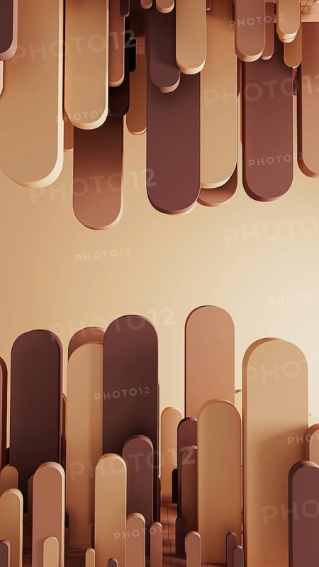 Abstract background features soft geometric shapes in warm tones, creating a serene atmosphere for various creative projects or digital uses