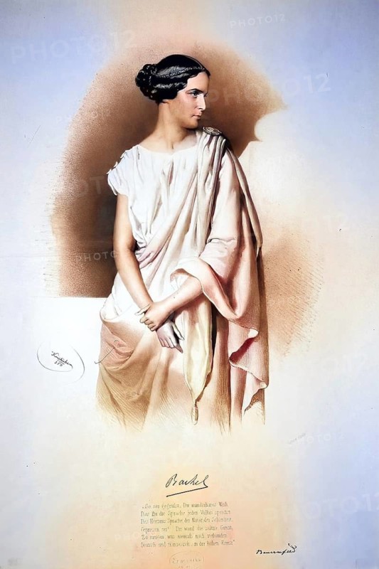 Rachel, also Mademoiselle Rachel, actually Elisa Rachel Félix or Elizabeth-Rachel Félix (* 21 February 1821 in Mumpf, Canton Aargau, Switzerland, † 3 January 1858 in Le Cannet in southern France), was a French actress of Jewish faith and was considered one of the greatest tragedians of her time, Historic, digitally restored reproduction from a 19th century original, Record date not stated