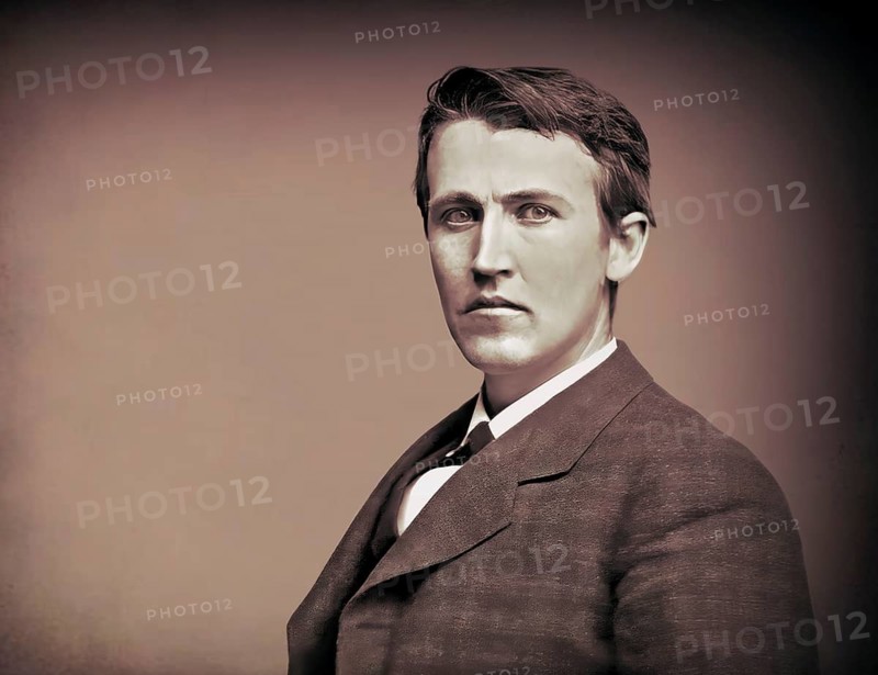 Thomas Alva Edison, 1847, 1931, American inventor, digitally edited according to a photography by Mathew Brady, 1878