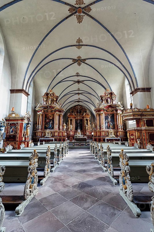 Baroque parish church of St Stephen and St Vitus, former abbey and Corvey Castle, the Carolingian westwork and the Civitas Corvey, interior view, Höxter, Germany