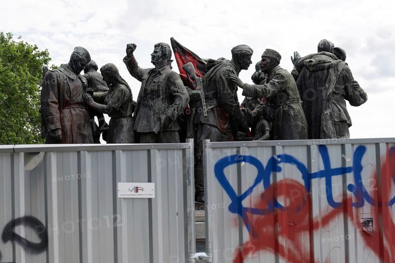 Sofia, Bulgaria. June 21st 2025. The partially dismantled and boarded up Monument of the Soviet Army in central Sofia built to commemorate the Red Army entering the Bulgarian capital