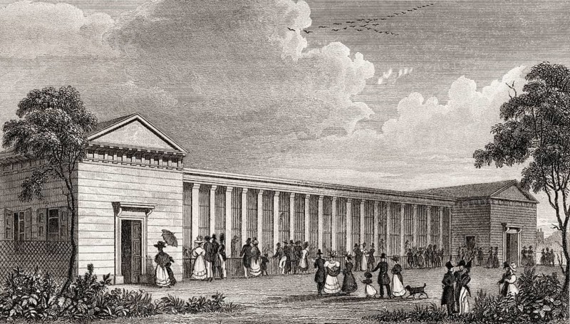 The Jardin des plantes, Paris, antique steel engraved print, 1831