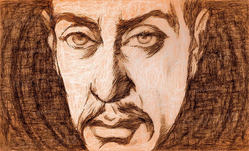 Portrait of Rainer Maria Rilke, 1875 – 1926, Austrian poet and novelist, based on a sketch, digitally edited