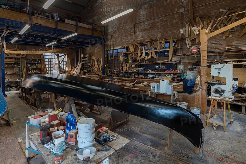 Construction of a gondola in a shipyard, Giudecca, Veneto, Italy