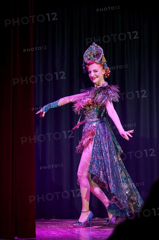 Pompously dressed young lady at a gala ball during a performance (Great Gala-Dinner-Show), carnival, venice