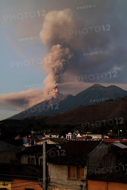 Volcanic Eruption of Fuego Volcano on 2018-02-01 seen from Antigua city, Sacatepequez, Guatemala