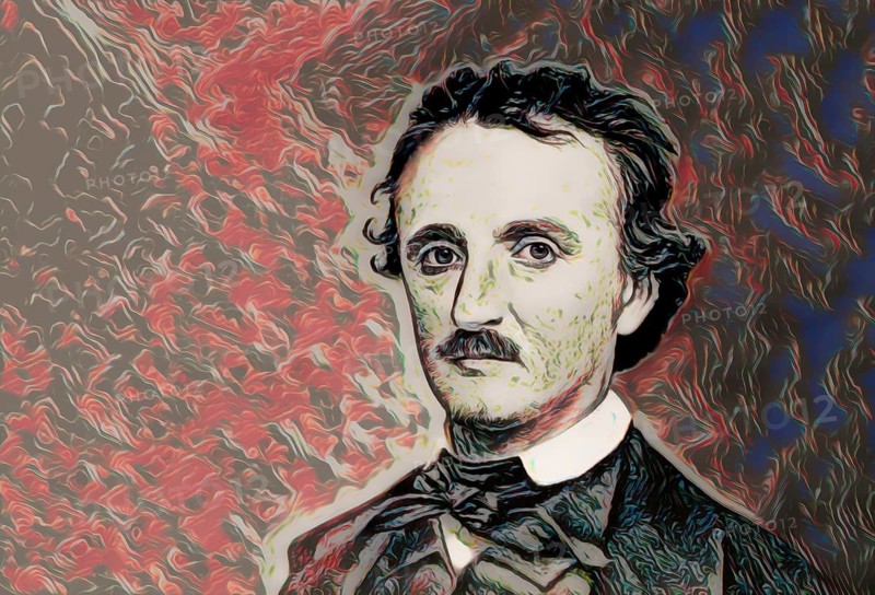 Portrait of Edgar Allan Poe, 1809 – 1849, American writer, digitally edited according to a photograph