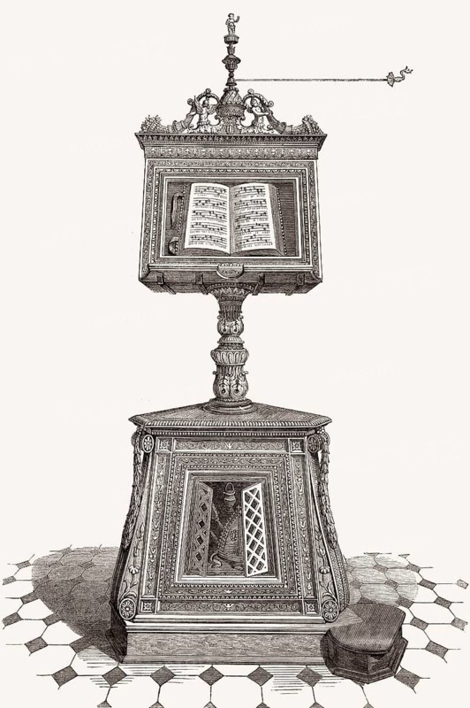 Rednerpult, Lesepult, Santa Maria in Organo, römisch-katholische Kirche in Verona, Norditalien, 17.
