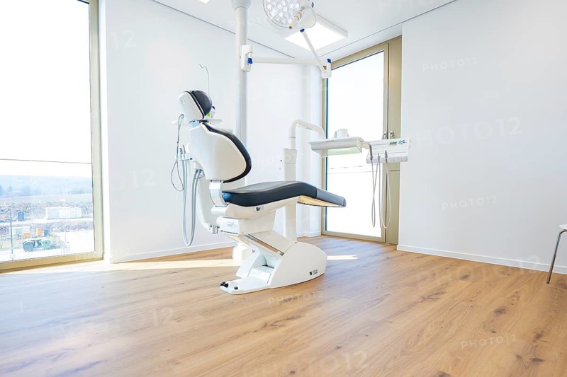 Brightly furnished dental practice with modern equipment and wooden floors, dentist, medical center at the Calw health campus, Germany