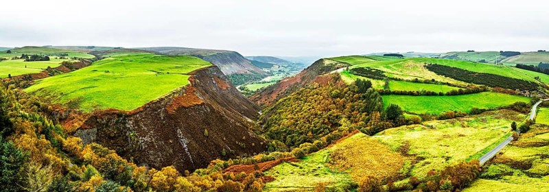 Autumn colours of Ffrwd Fawr Waterfall, Dylife, Llanbrynmair, Powys, Wales, UK