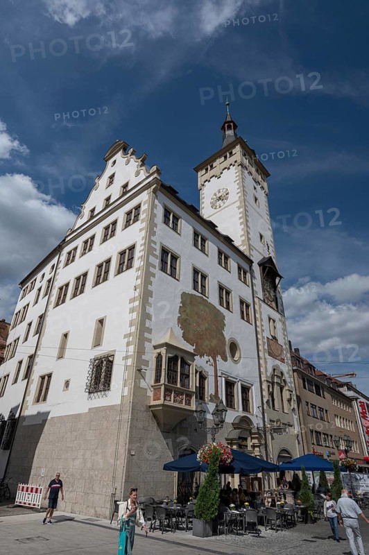 Town Hall with Grafeneckart the oldest part of the Würzburg Town Hall, Würzburg, Lower Franconia, Bavaria, Germany
