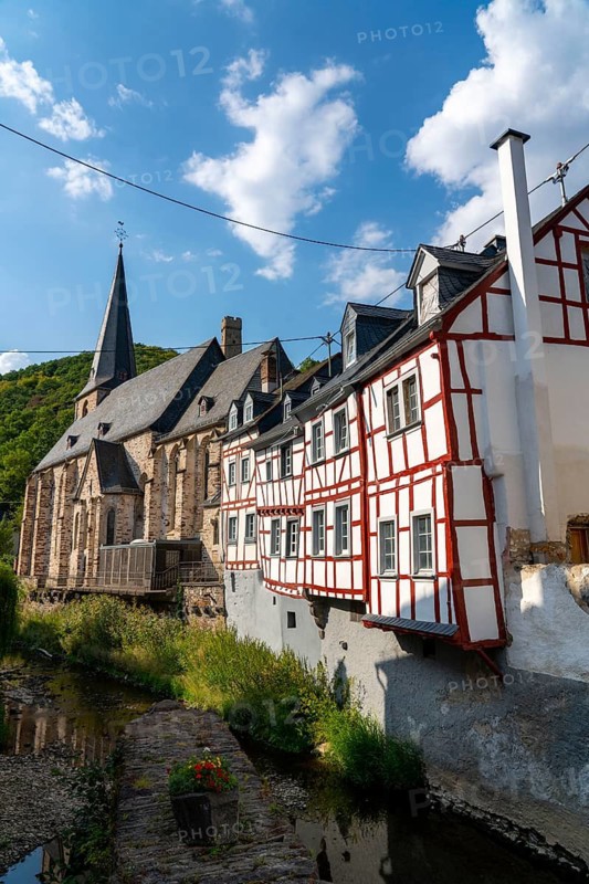 Monreal, idyllic half-timbered village in the Elz valley, in the district of Mayen-Koblenz in Rhineland-Palatinate, Germany