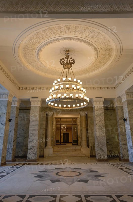 Chandelier in the Palace of Culture, Palac Kultury i Nauki, Warsaw, Mazowieckie Voivodeship, Poland