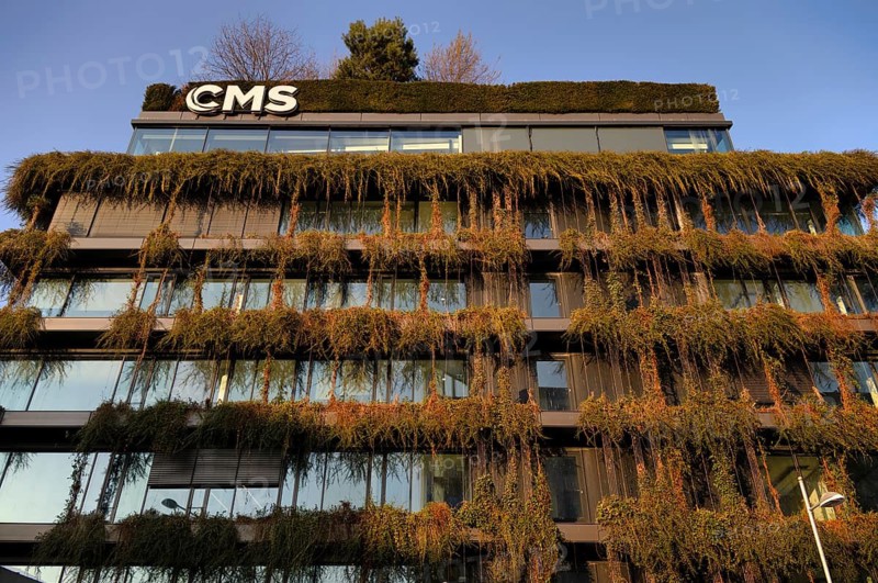 Climate-neutral green façade on the new building, CMS Hasche Sigle office building, Calwer Straße, Stuttgart, Baden-Württemberg, Germany