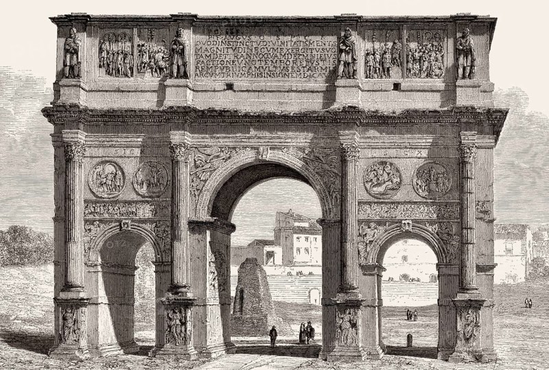The Arch of Constantine, Via triumphalis, Rome, Italy, 19th Century