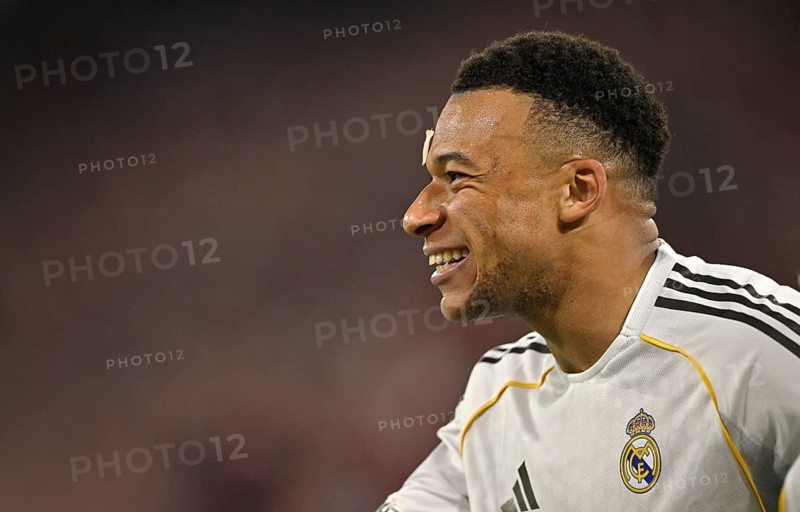 Cheers Joy Emotion Kylian Mbappé Real Madrid (10) portrait Football UEFA Champions League CL Allianz Arena, Munich, Bavaria, Germany
