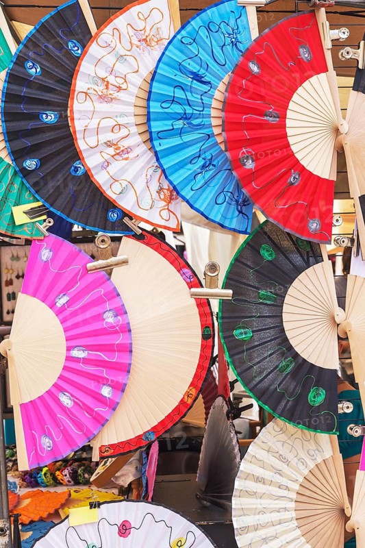 Fans on sale, Palma de Mallorca, Mallorca, Balearic Islands, Spain