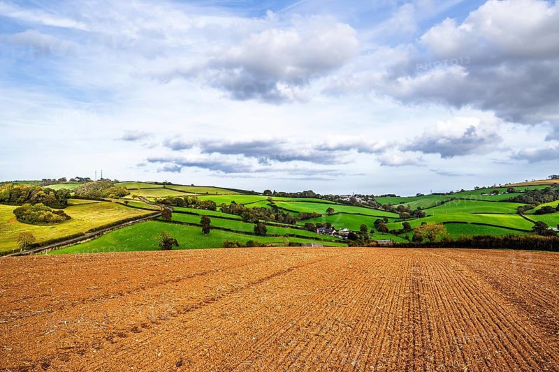 Colours of Devon Farms and Fields over Paignton and Berry Pomeroy, Totnes, England, United Kingdom