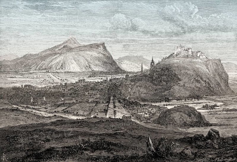 Cityscape of Edinburgh from the north in 1693, Scotland, United Kingdom