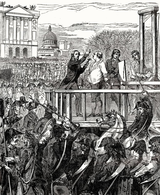 Execution of Louis XVI on Monday, 21 January 1793, Place de la Révolution, Paris, France
