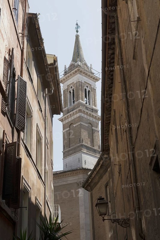 Impression of old town with church tower from Rome, Italy
