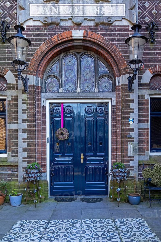 Front door, hemaliges catholic orphanage and preschool, Gouda, Holland, Netherlands