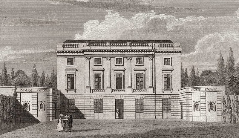 The Petit Trianon, Versailles, near Paris, antique steel engraved print, 1831