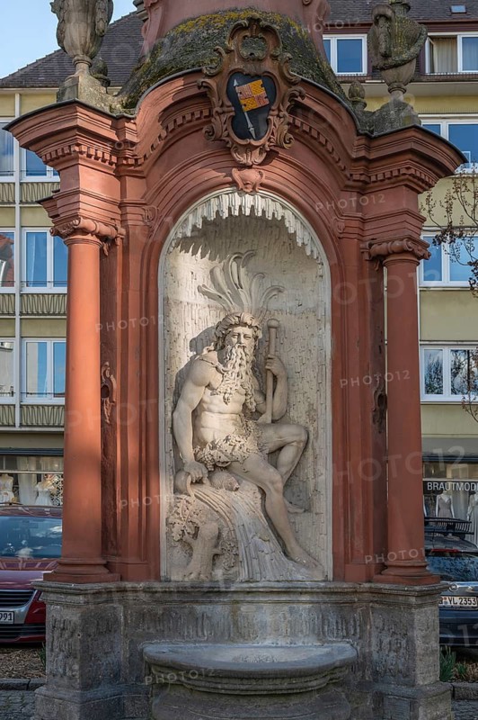 Chronos Fountain in Hofstraße, created around 1770, Würzburg, Lower Franconia, Bavaria, Germany