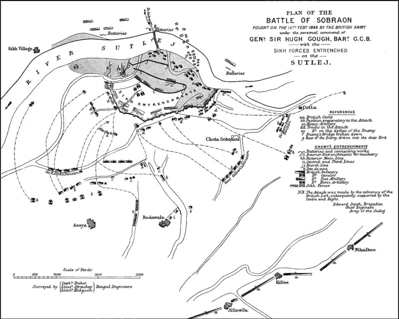 Plan of the Battle of Sobraon, First Anglo-Sikh War, 10 February 1846