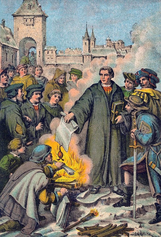 Luther burning the bull of Pope Leo X, 1521, Wittenberg, Germany