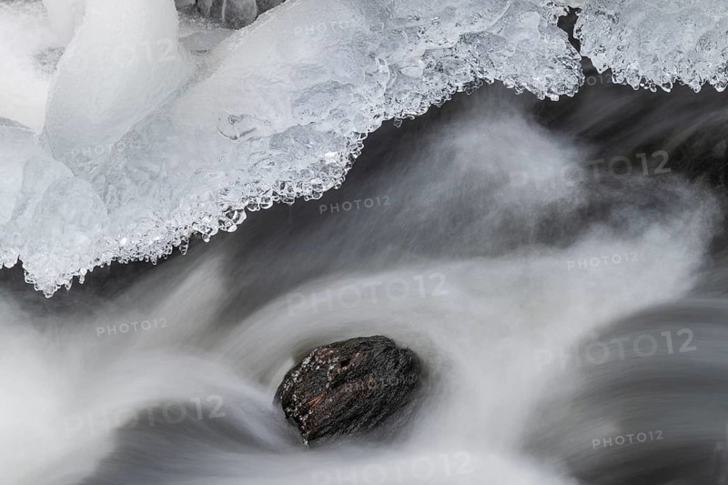 Ice formations on a flowing stream, Alvdal, Hedamrk, Innlandet, Norway, November 2025