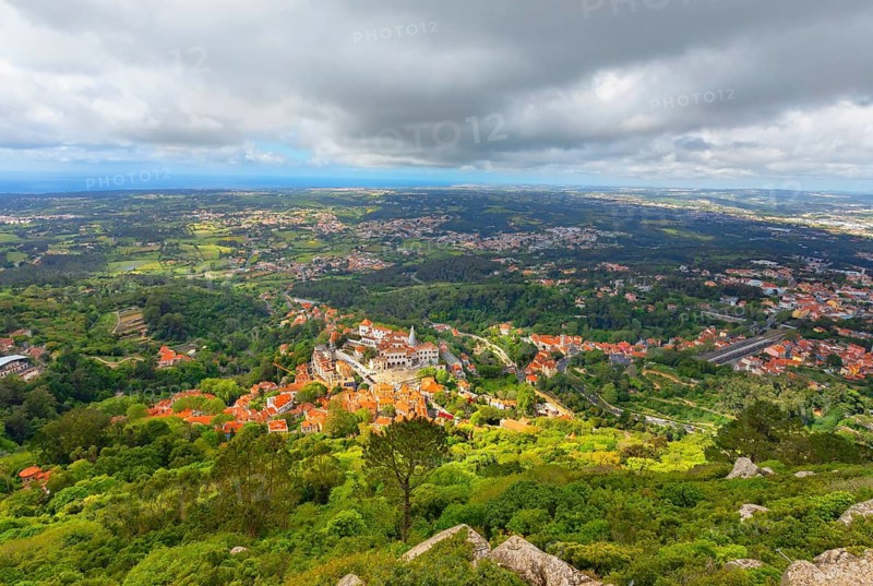 Sintra town, high angle view, Sintra, Portugal