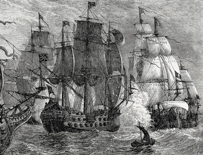 The naval Battle of Goodwin Sands, or Battle of Dover on 19 May 1652, First Anglo-Dutch War, From British Battles on Land and Sea, by James Grant