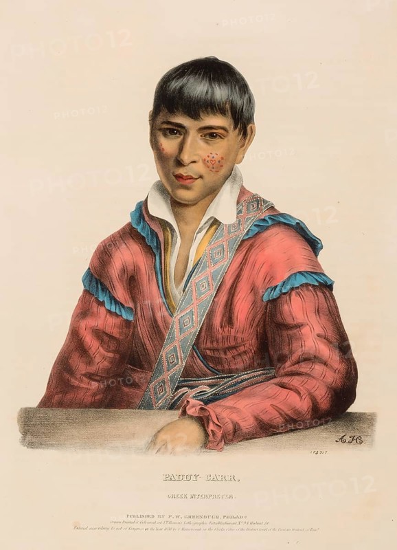 Paddy-Carr. Creek Interpreter (1838), Indians, Historical Indian tribes from North America, Charles Bird King (1785, 1862), Historical, digitally restored reproduction from a 19th century original, Record date not stated