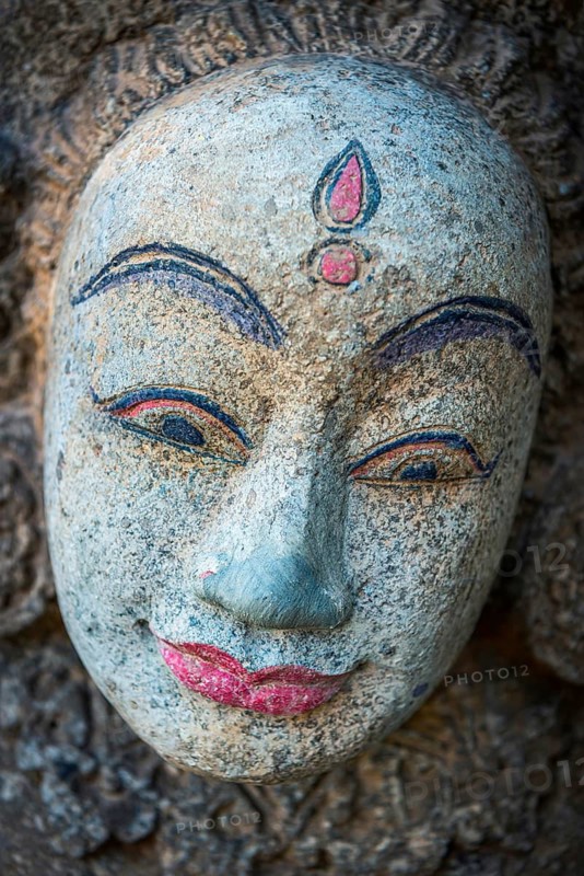 Female temple figure, head, face, woman, calm, Hinduism, relaxation, wellness, female, painted, serenity, facial expression, stone, stone figure, temple, religion, world religion, god, sculpture, art, culture, figurine, deity, icon, decoration, believing, faith, sculpture, fantasy, art figure, praying, representation, religious, journey, spirituality, traditional, blessing, meditation, mythology, sacred, Asian, decorated, abstract, wisdom, image, depiction, adorned, tradition, Bali, Indonesia