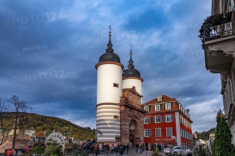 Gate of the Old Bridge in Heidelberg, Baden-Württemberg, Germany