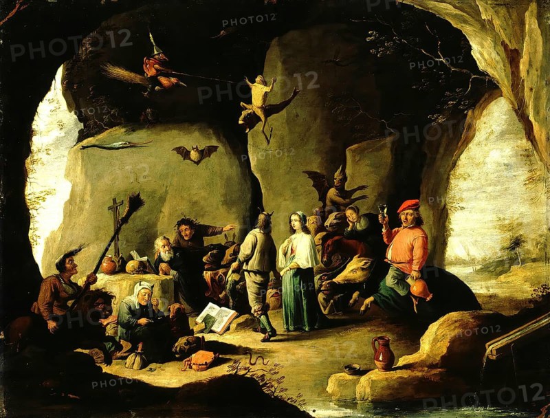 The Temptation of Saint Anthony (17th century), painting by David Teniers (baptised 15 December 1610 in Antwerp, died 25 April 1690 in Brussels), Flemish painter, draughtsman and curator. He was an innovator in a variety of genres such as history painting, genre painting, landscape, portrait and still life. He is most remembered today as the leading Flemish genre painter of his time, reproduction from a 17th century painting. Authentic, file restored for optimal use, exact date of original unknown