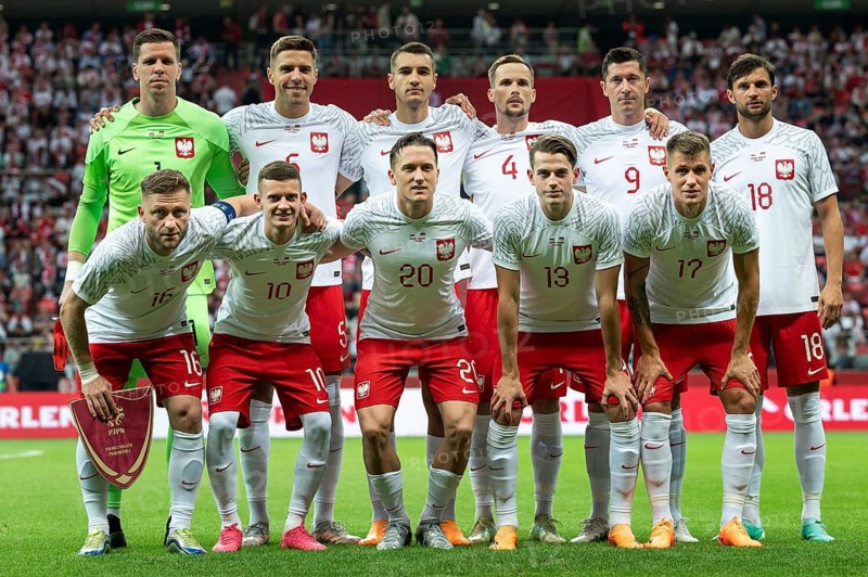 WARSAW, POLAND - JUNE 16, 2023: Friendly football match Poland vs Germany 1:0. Group picture team of Poland.