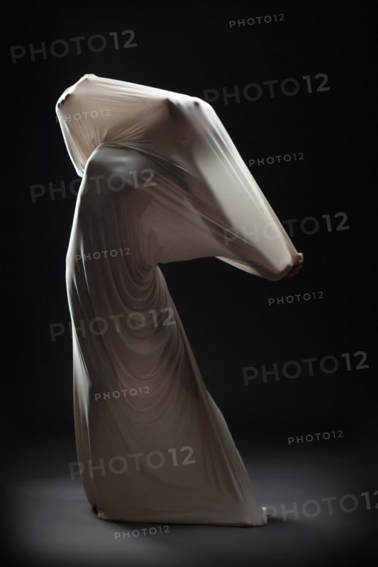 Concept of stress. Screaming female figure in studio