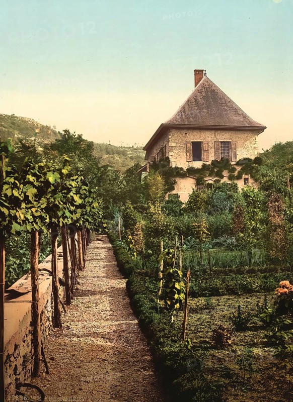 Rousseau House, Charmelles, Charmettes, Chambery, France, c. 1890, Historic, digitally enhanced reproduction of a photochrome print from 1895