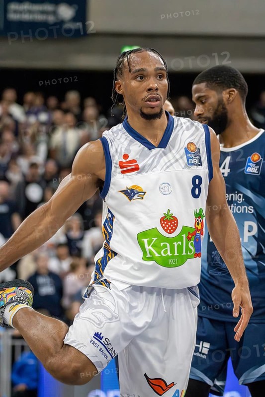 16.03.2024, easy Credit BBL, German Basketball League, Matchday 24) : MLP Academics Heidelberg against Rostock Seawolves (final score 88:86) . Free throw by Lester Medford (8, Rostock Seawolves)