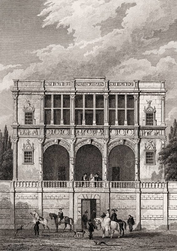 Maison de François 1er à Cours la Reine, Paris, antique steel engraved print, 1831