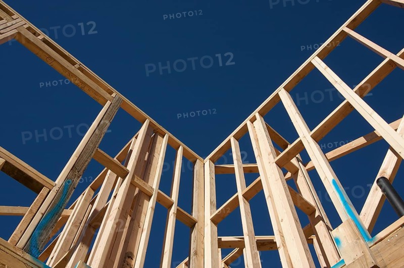 New residential construction home framing site