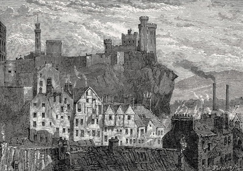 View from the back of Shakespeare Square across Low Calton towards Edinburgh Jail, Edinburgh, Scotland, 19th century