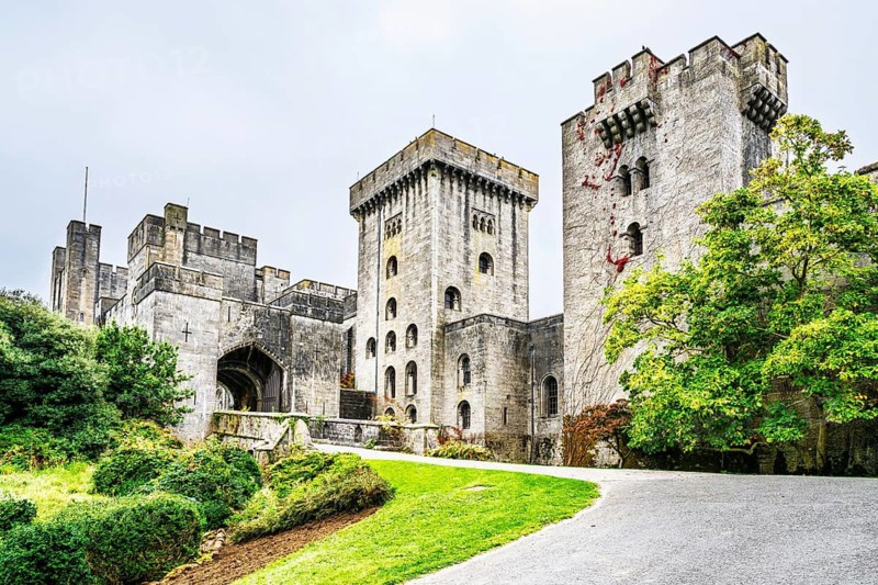 Autumn colors over Penrhyn Castle and Garden, Llandygai, Bangor, Gwynedd, North Wales, UK