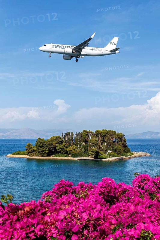 An Airbus A320 aircraft of Marabou Stork Airlines with the registration number ES-MBA at the airport in Corfu, Greece